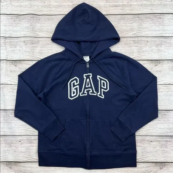 Gap Navy Blue Zip Up Hoodie Men's GAP Shirts Gap Vintage Logo